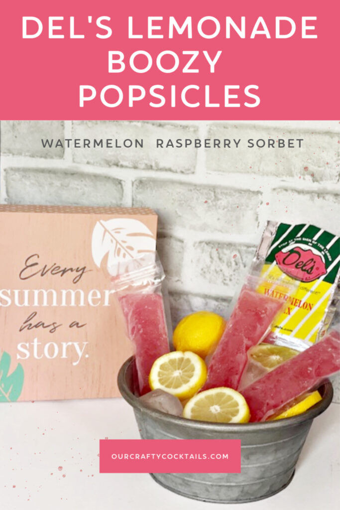 del's lemonade boozy popsicles shown in ice bucket