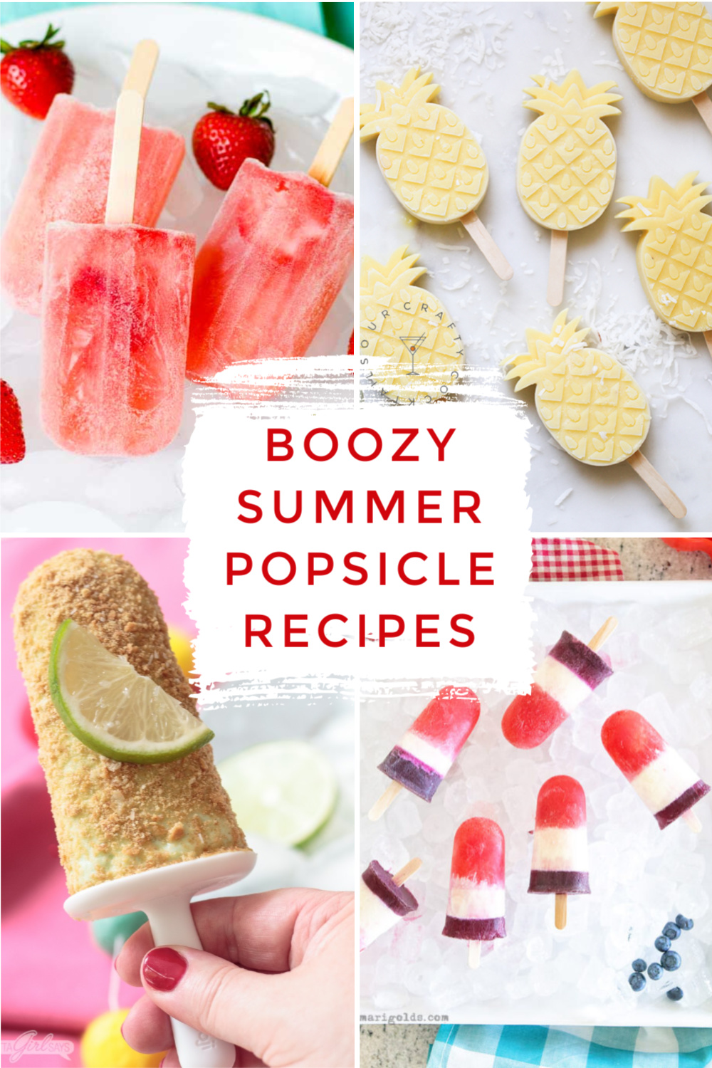 boozy summer popsicle recipes collage of 4
