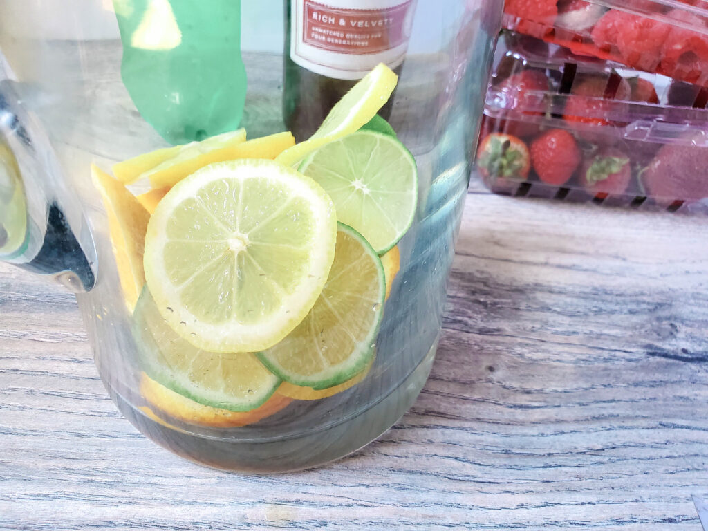 lemons in pitcher for red sangria