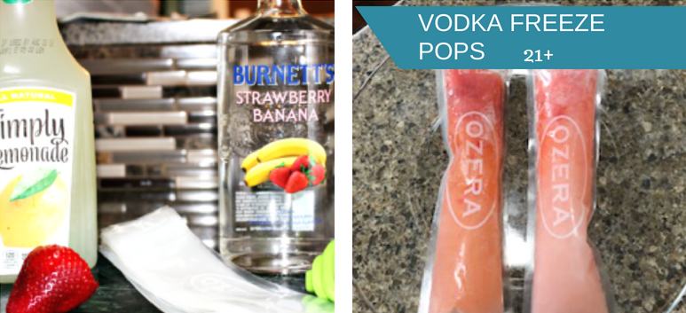 supplies for strawberry banana vodka freeze pops