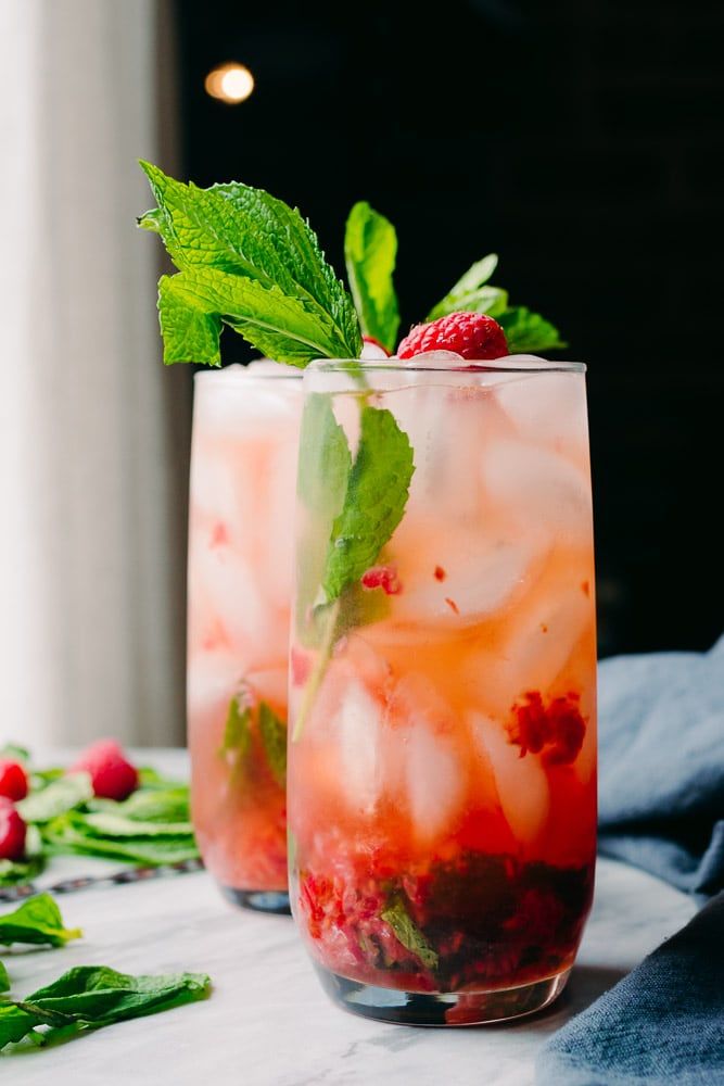 sugar free raspberry mint julep on counter