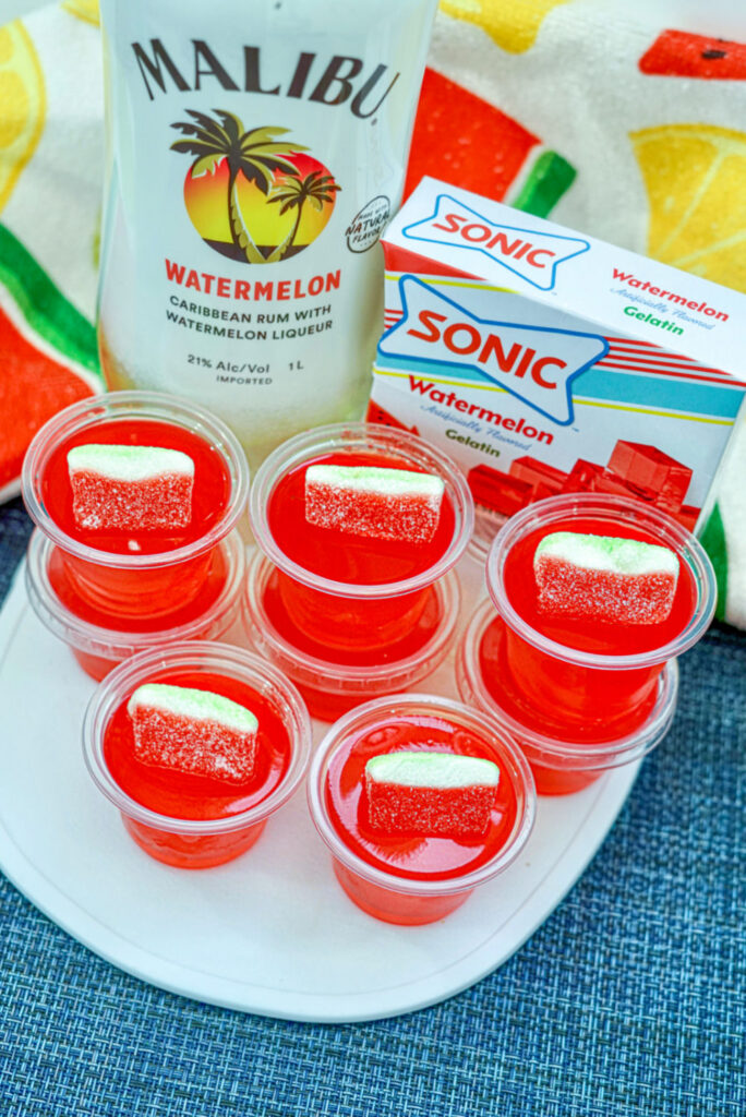 sonic jello shots on tray