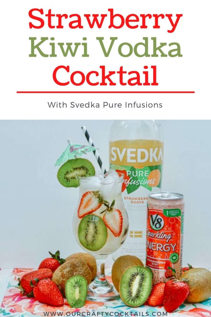 strawberry kiwi vodka cocktail pin image