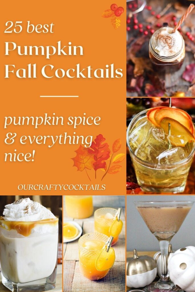 fall pumpkin cocktail recipes pin collage with text