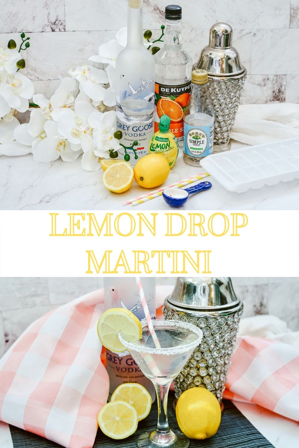 lemon drop martini ingredients and finished photo