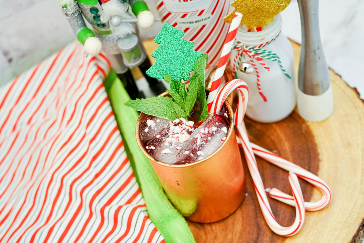 Christmas mule with peppermint on table